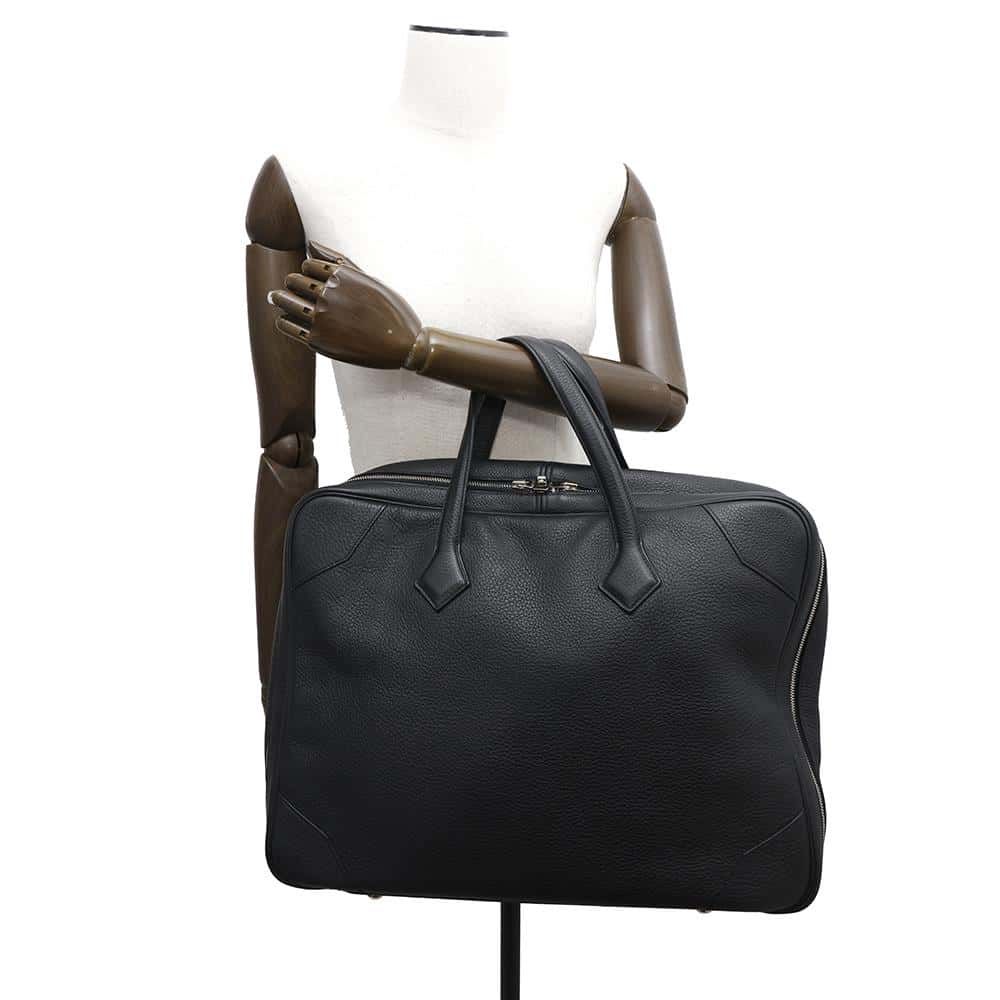 エルメス ボストンバッグ ヴィクトリア50 ブラック/シルバー金具