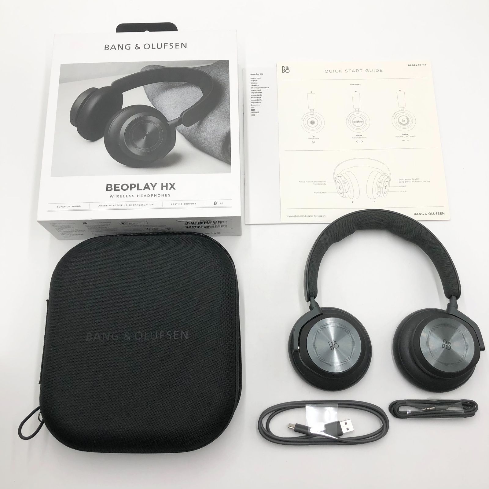 バング アンド オルフセン Bang - Olufsen ワイヤレスヘッドホン Beoplay HX Black Anthracite アクティブノイズキャンセリング Bluetooth 3.5mmステレオ有線