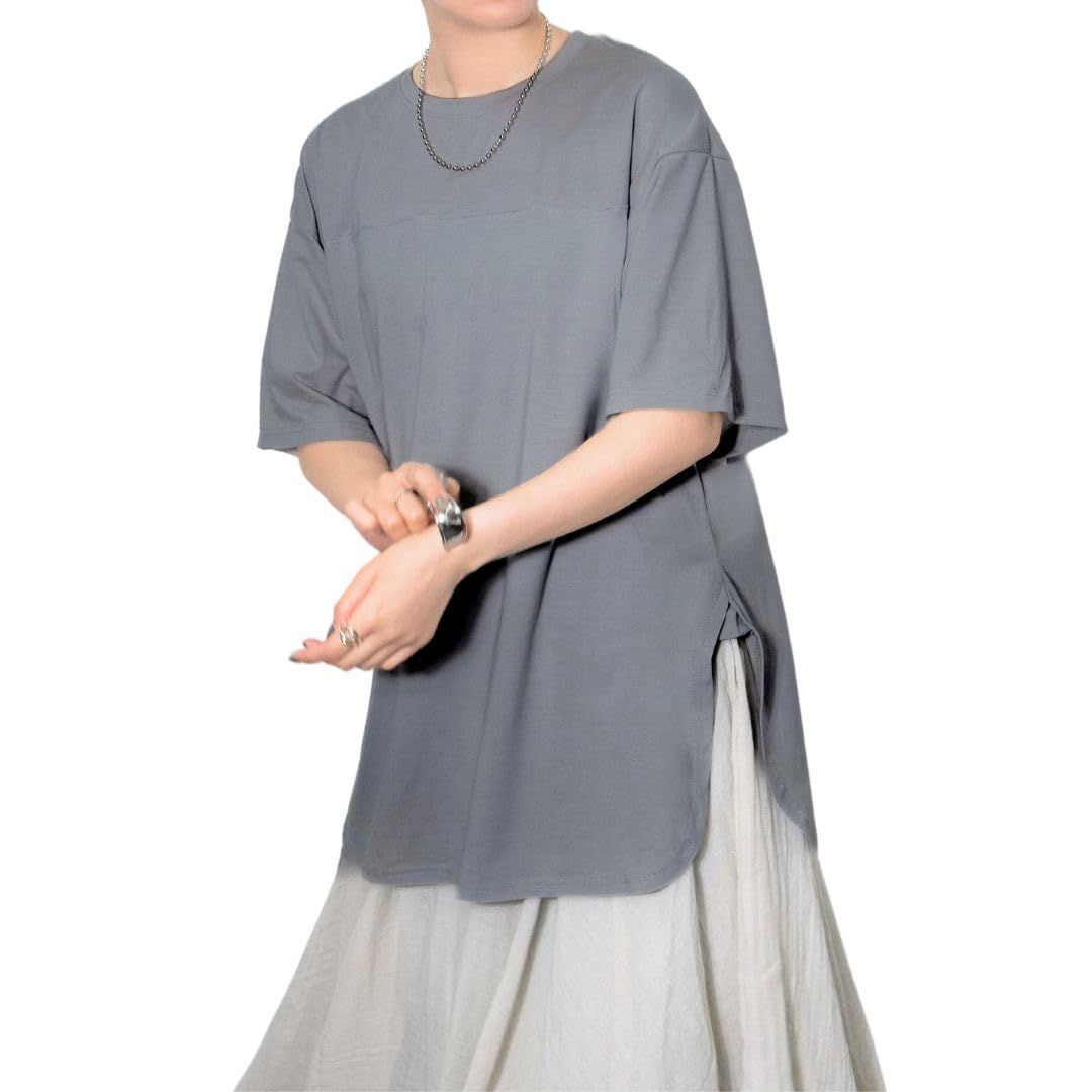 【人気商品】ロング チュニック 半袖 Tシャツ オーバーサイズ 5分袖 レディース [MafLu.] MA-TP011