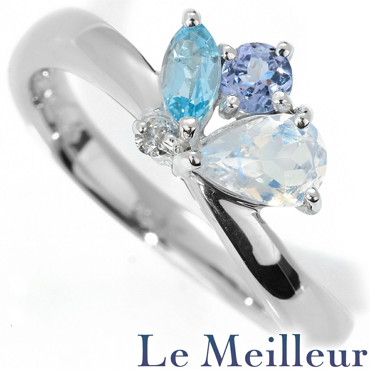 リング 指輪 ラブラドライト ブルートパーズ K18 11号 中古 プレラブド  