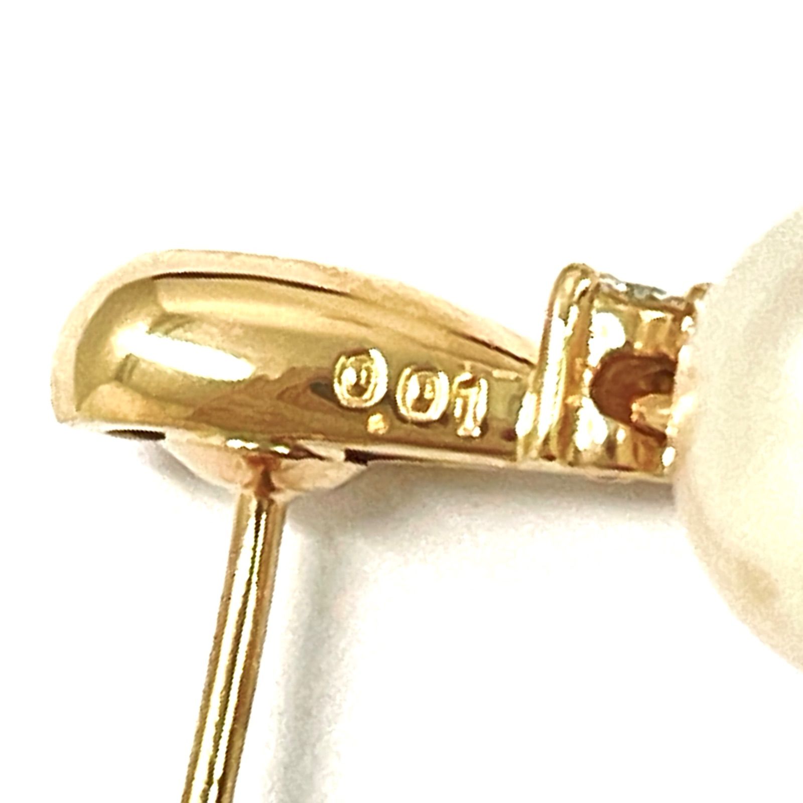 TASAKI / タサキ パール ダイヤ ピアス K18YG 7.0mm 0.01ct/0.01ct