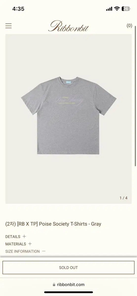 リボンライト Poise Society T ー Shirts Gray