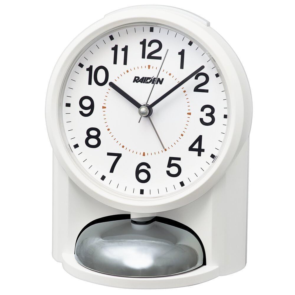 ホワイト_2023年モデル セイコークロック(Seiko Clock) 目覚まし時計 置き時計 アナログ 大音量 白 PYXIS ピクシス RAIDEN ライデン 149×116×113mm NR454W