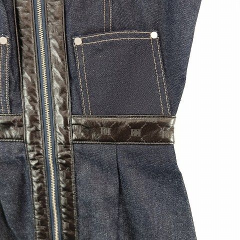ダーリッチ Darich レザーコンビ ノースリーブ デニムワンピース