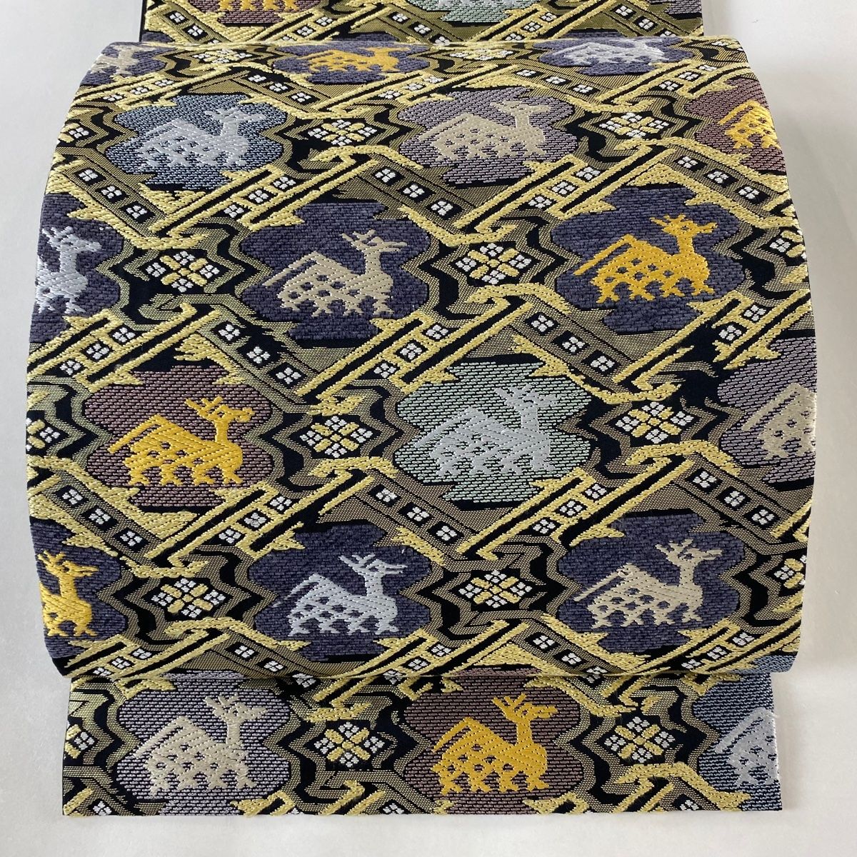 袋帯 美品 名品 有栖川文 刺繍 箔 金色 六通 正絹 【中古