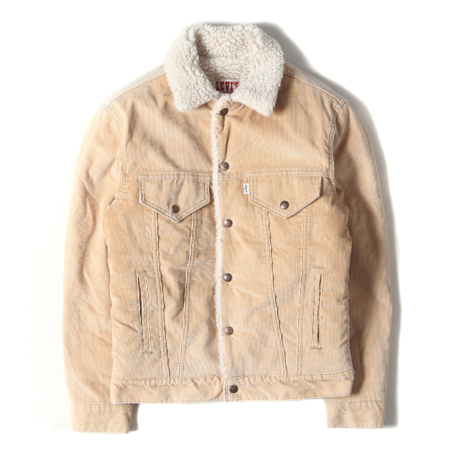 Levis リーバイス ジャケット サイズ:36R 80s 70412 裏ボア コーデュロイジャケット USA製 70412-1523 ベージュ 80年代 vintage ヴィンテージ 古着 アウター ブルゾン 上着【メンズ】【中古】 Levis リーバイス ジャケット サイズ:36R 80s 70412 裏ボア