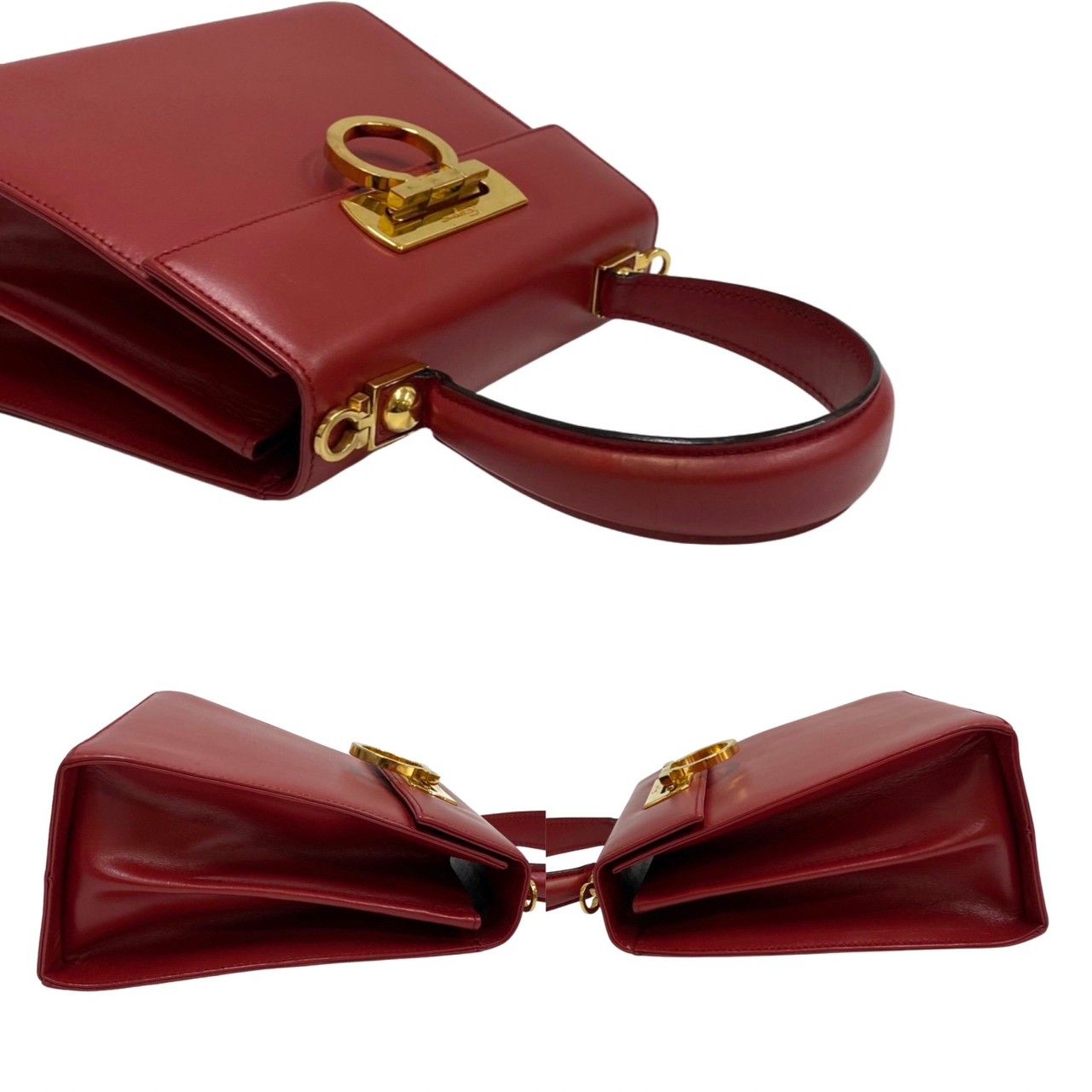 極美品】サルヴァトーレフェラガモ ガンチーニ ショルダーバッグ カーフ 赤