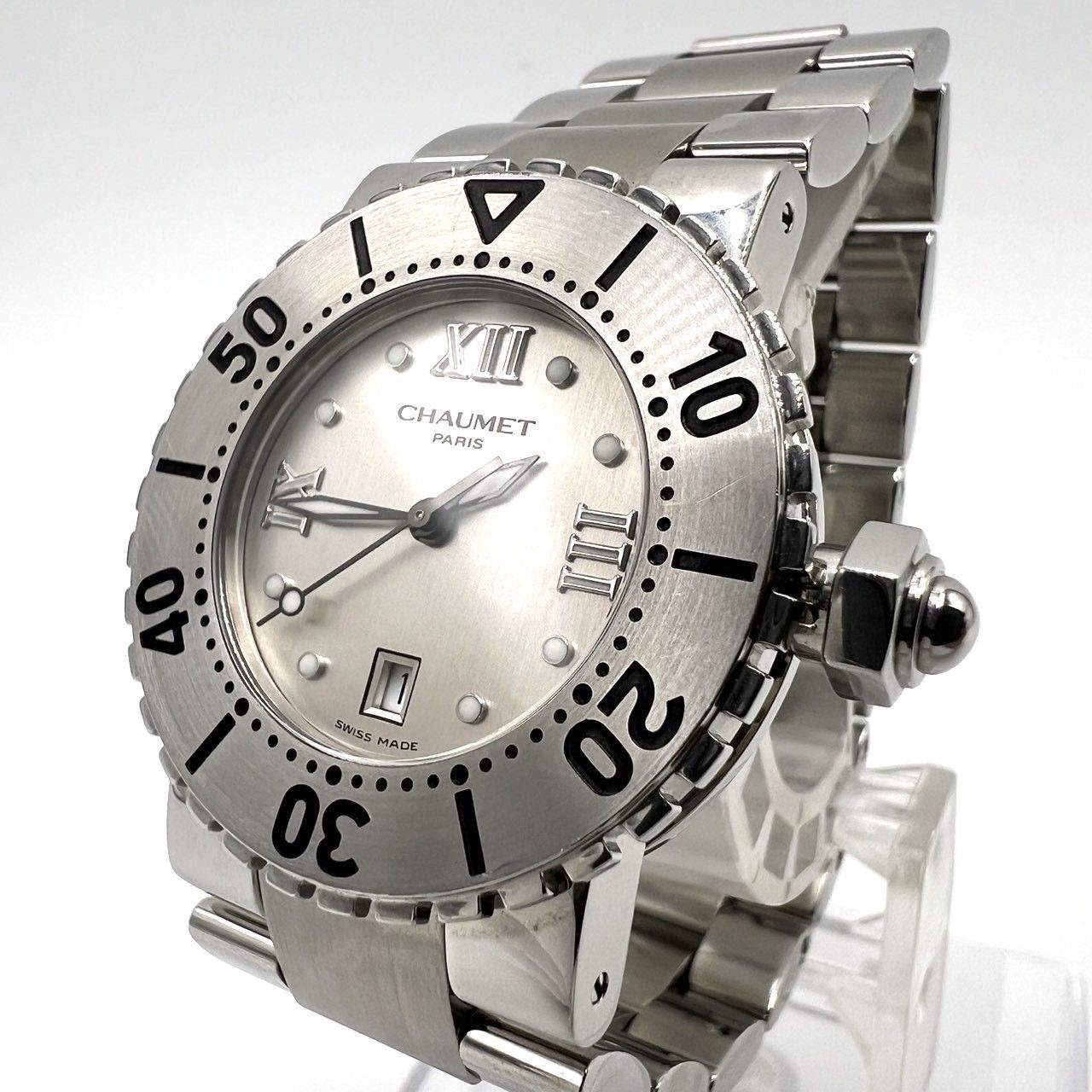 K835 CHAUMET ショーメ |クラスワン デイト|622C|シルバー文字盤|クオーツ|不動