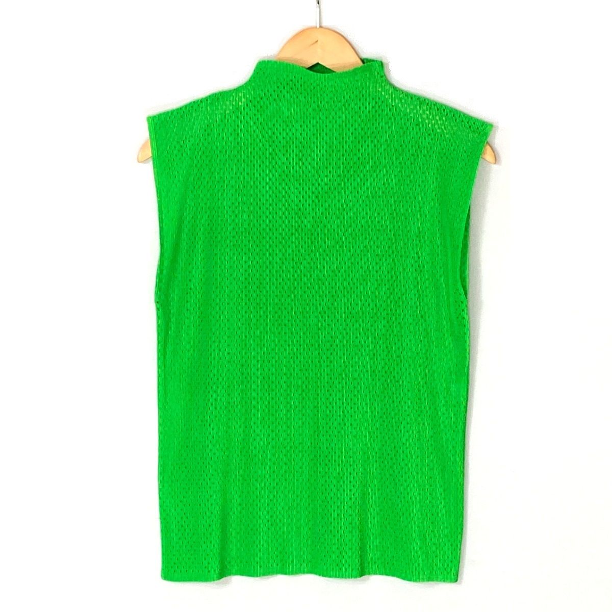 ISSEY MIYAKE イッセイミヤケ PLEATS PLEASE ノースリーブカットソー PP21-FK323 グリーン サイズ 3 レディース