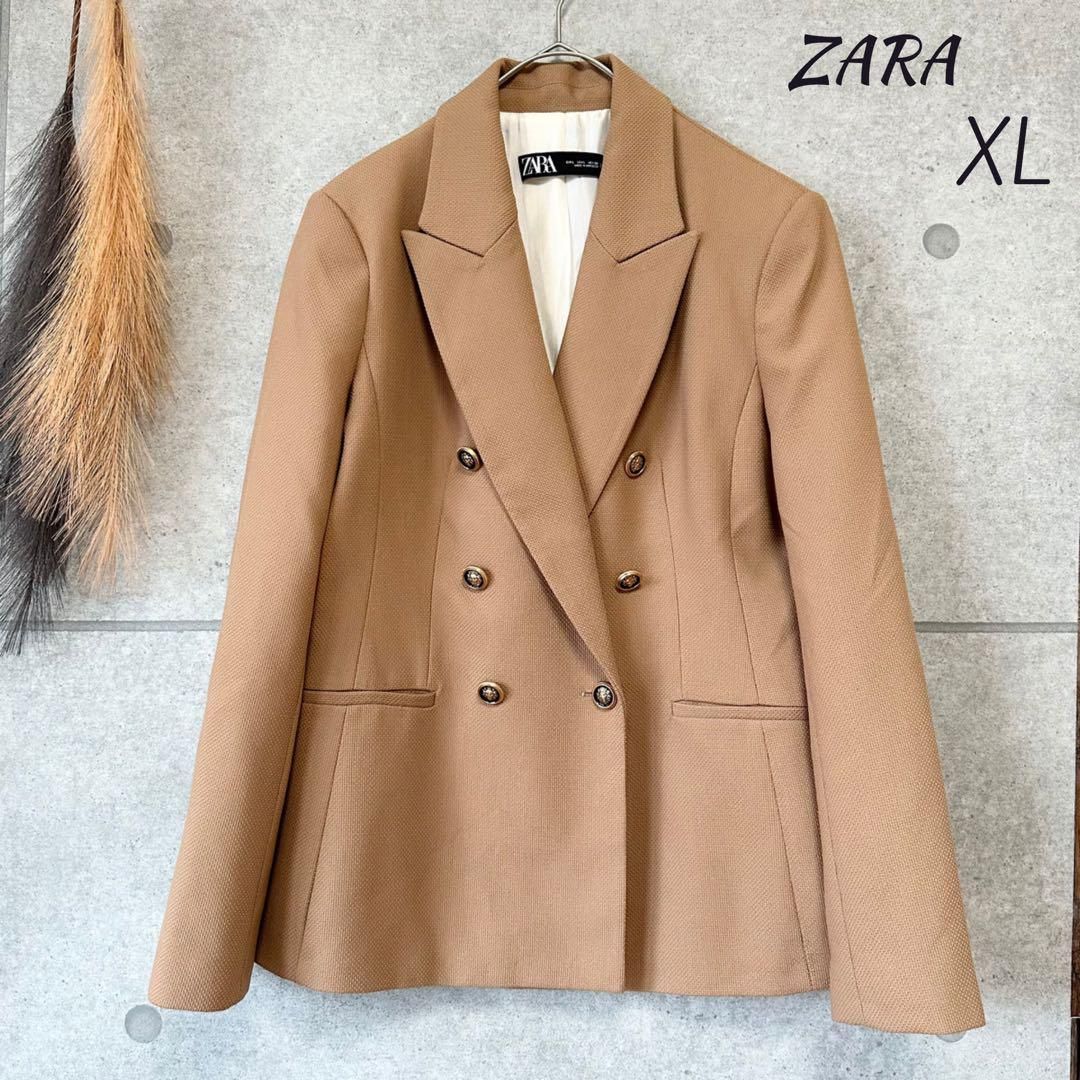 大きいサイズXL 極美品 ZARA ザラ レディス ダブルブレストジャケット アンティークボタン 金ボタン キャメル ベージュ - メルカリ