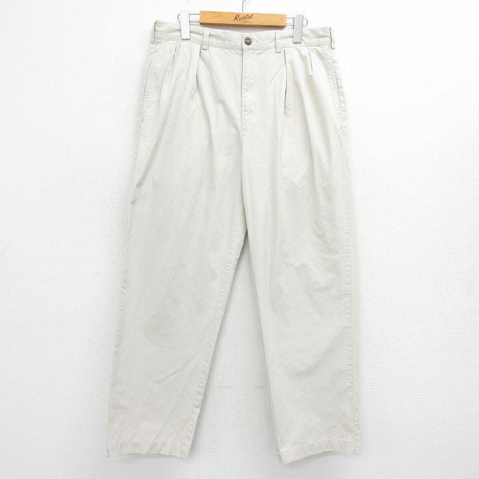W34/古着 ラルフローレン ブランド パンツ メンズ 90s コットン 薄ベージュ カーキ 24feb21 中古 ボトムス ロング