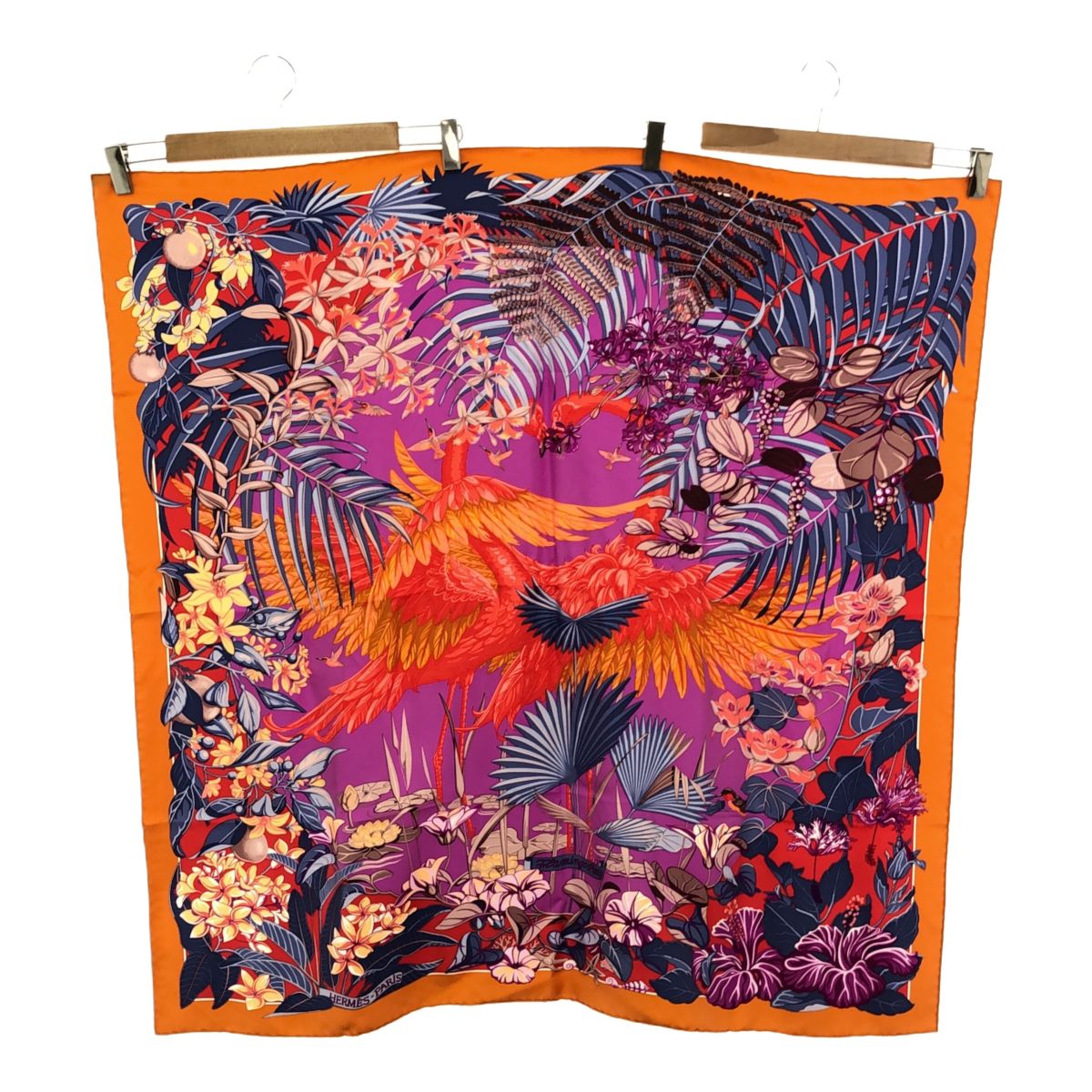HERMES カレ 90 Framingo Party オレンジスカーフ