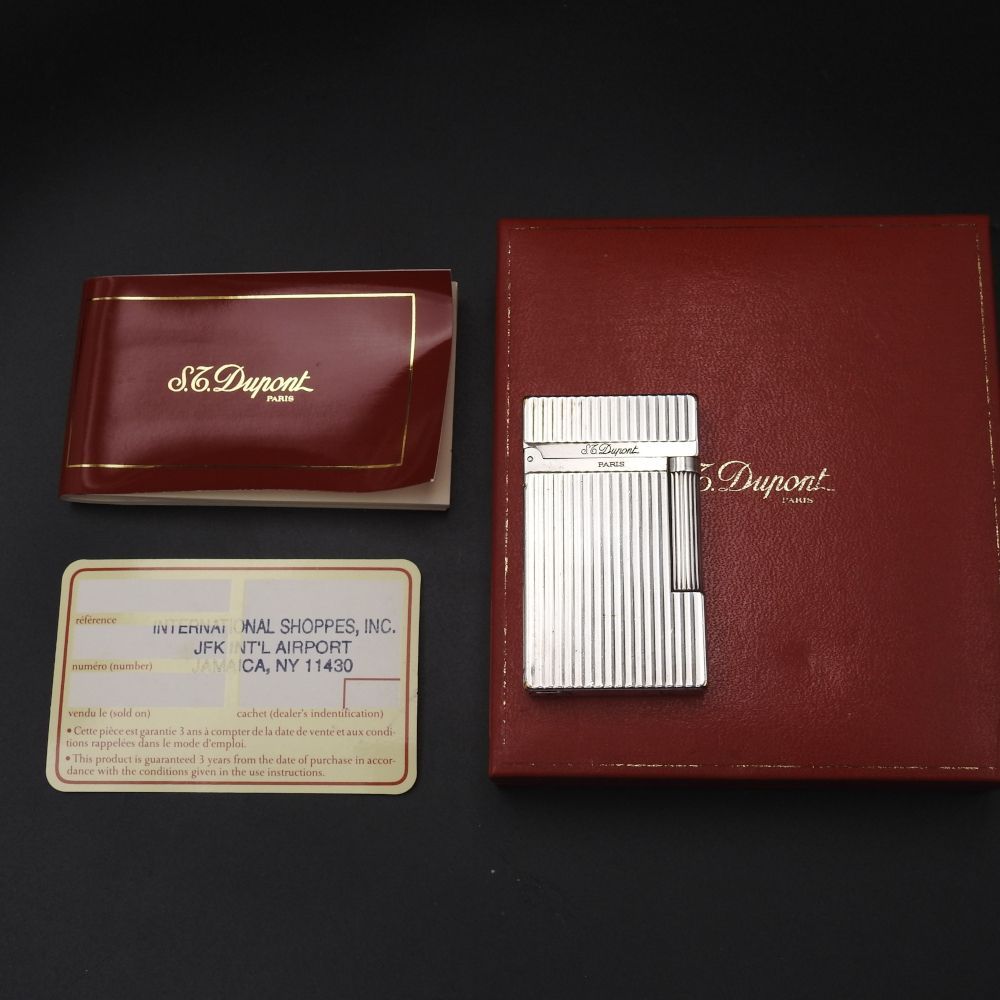 着火 済み ?S.T Dupont デュポン LINE2 ガスライター シルバー ロゴ刻印入り?️正規品 ケース 取説 カード付 現状渡し Aランク WWW_KANDAIZUMI_COM
