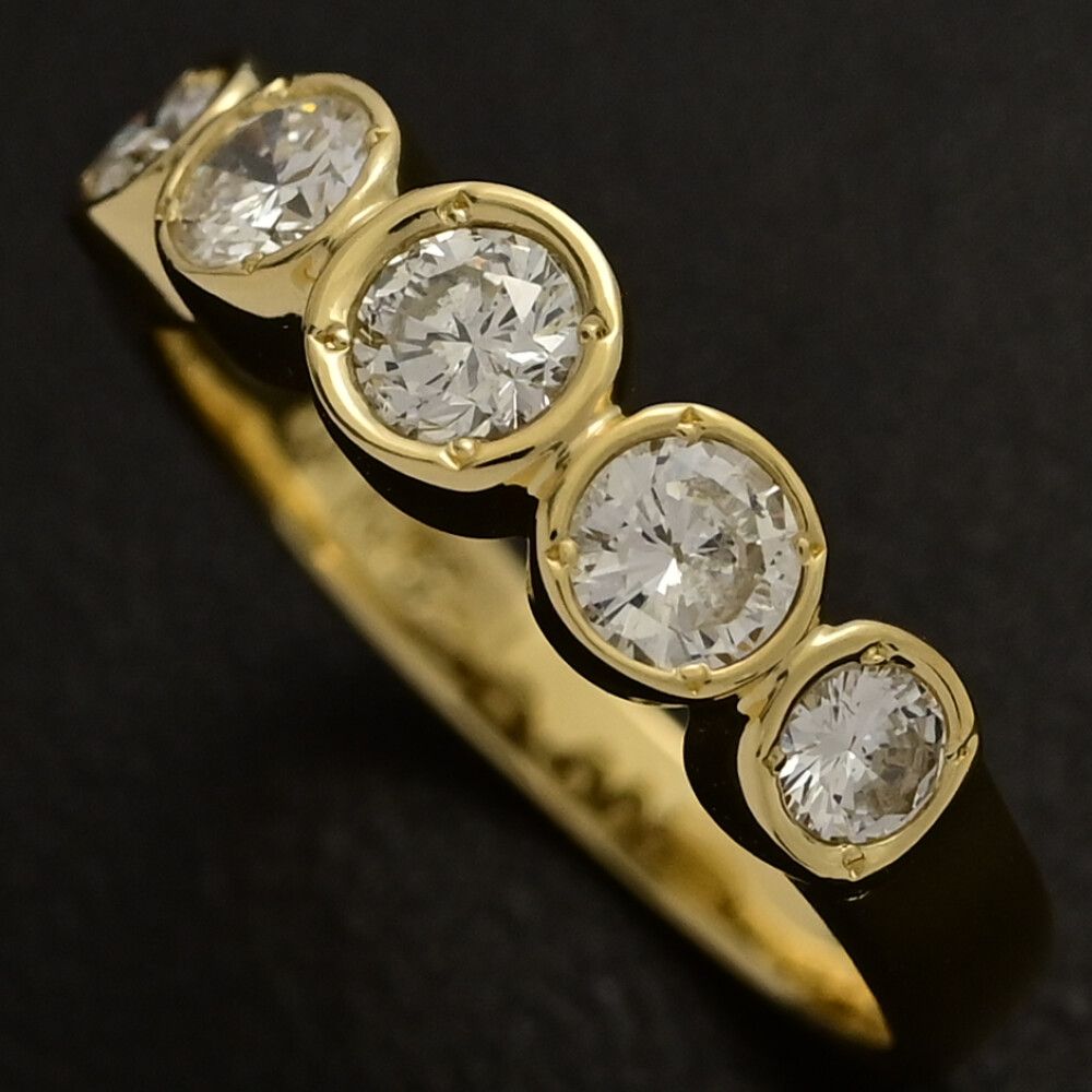 0.51ct 5P･一文字 4月 誕生石 ダイヤモンドリング･指輪 K18YG 750-3.2g 8号 48 イエローゴールド 翌日配送可 ♀ N レディース 591732