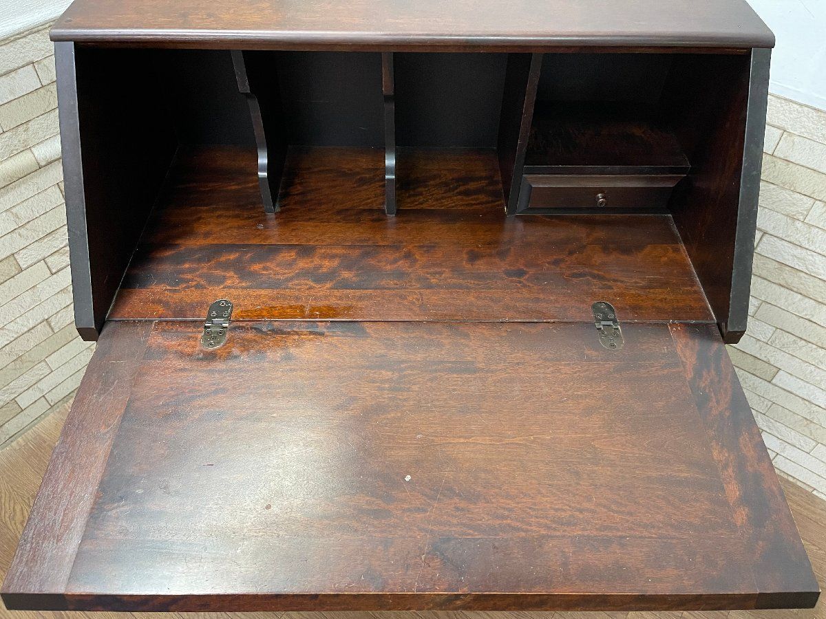 北海道民芸家具 ライティングビューローデスク 書斎 机 チェスト 収納