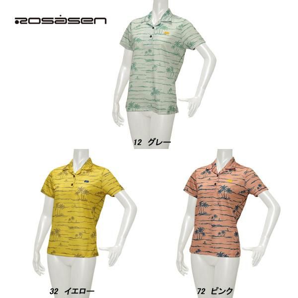 低価 ロサーセン Rosasen レディース 春夏 吸水速乾 アロハ柄風 半袖シャツ 045-29543 シャツ