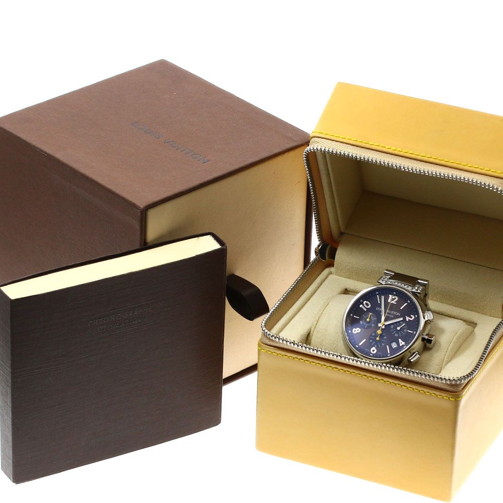 ルイ ヴィトン LOUIS VUITTON Q112G タンブール クロノグラフ ラグダイヤ 自動巻き メンズ箱 保証書付き_910766