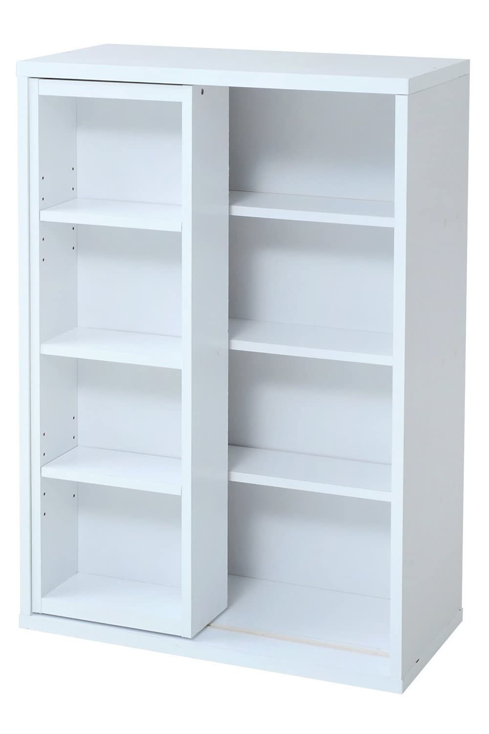 FR-049-WH ホワイト スライド書棚 6BOXシリーズ オープンシェルフ シェルフ 木製 マガジンラック 幅60 ロータイプ 棚 ラック 収納棚 スライド 本棚 JKプラン