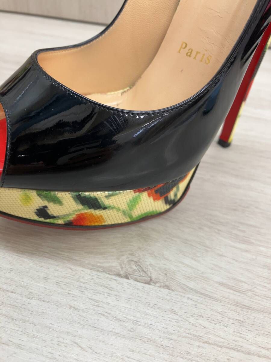 Christian Louboutin クリスチャン・ルブタン モザイク花柄 オープン 