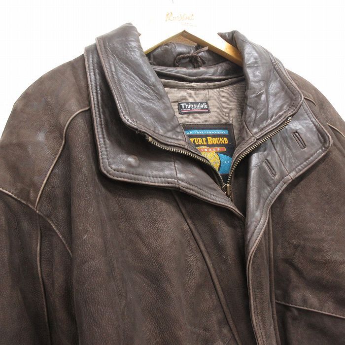 XL/古着 ウィルソン 長袖 レザー ジャケット メンズ 大きいサイズ こげ  