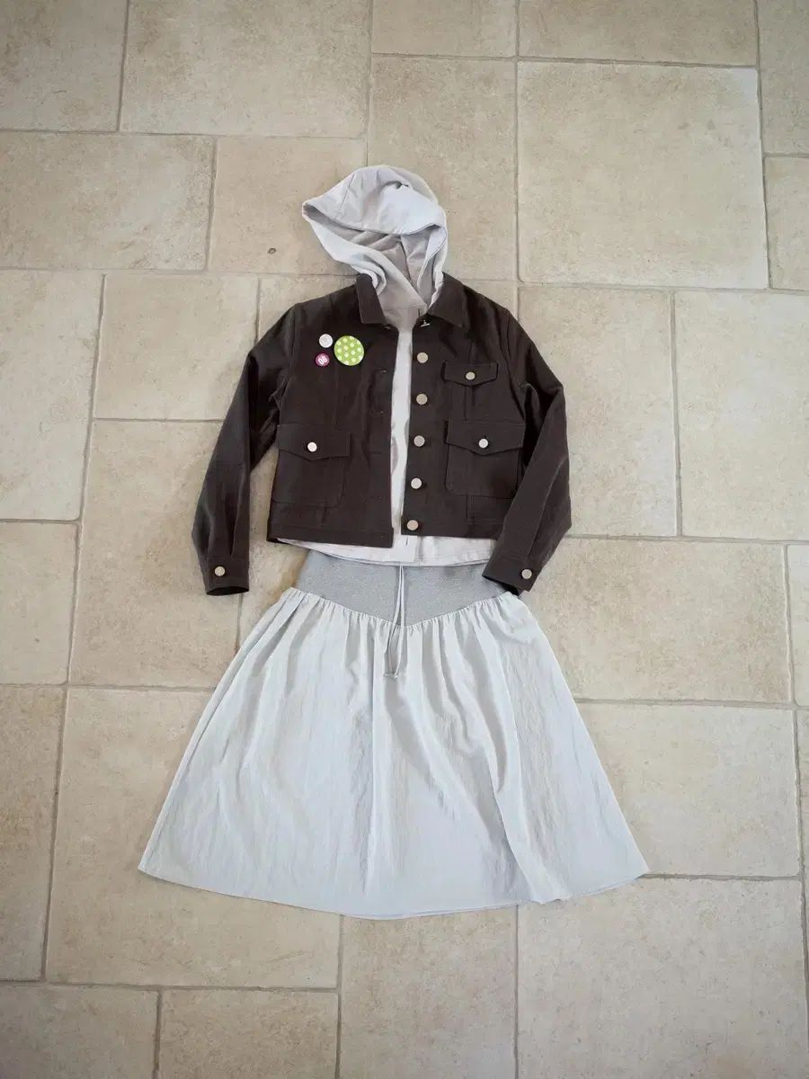 Onska オンスカ FLARE RIB SKIRT GREY スカート