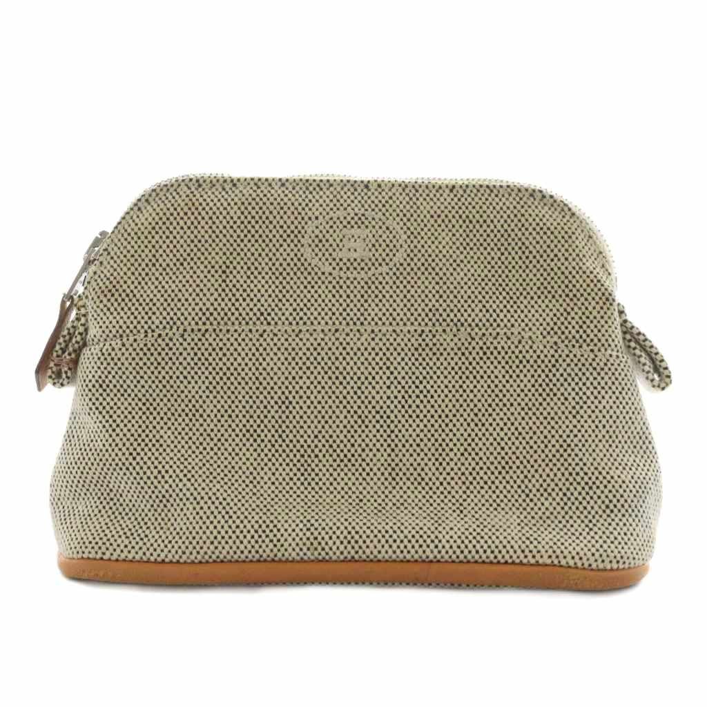 エルメス HERMES ボリードPM ポーチ ロゴ刺繍 キャンバス