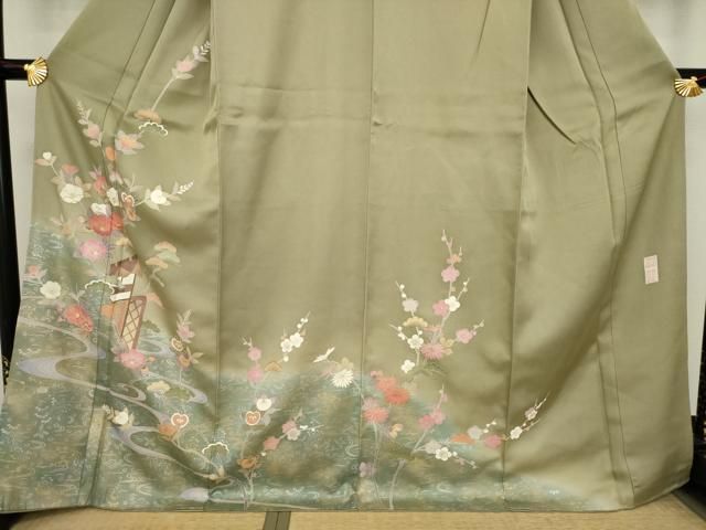 平和屋着物○京加賀友禅 百貫達雄 訪問着 流水花籬文