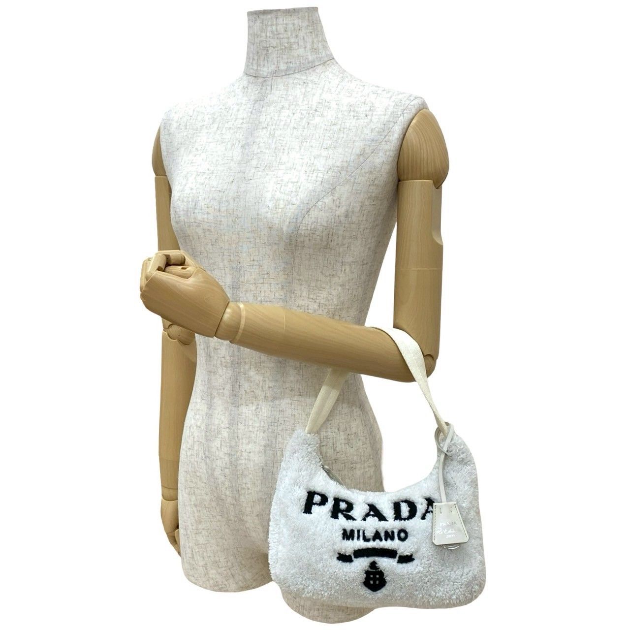 極 美品 希少品 PRADA プラダ テリー ミニ 三角ロゴ 金具 パイル 極 美品 希少品 PRADA プラダ テリー ミニ 三角ロゴ 金具 パイル