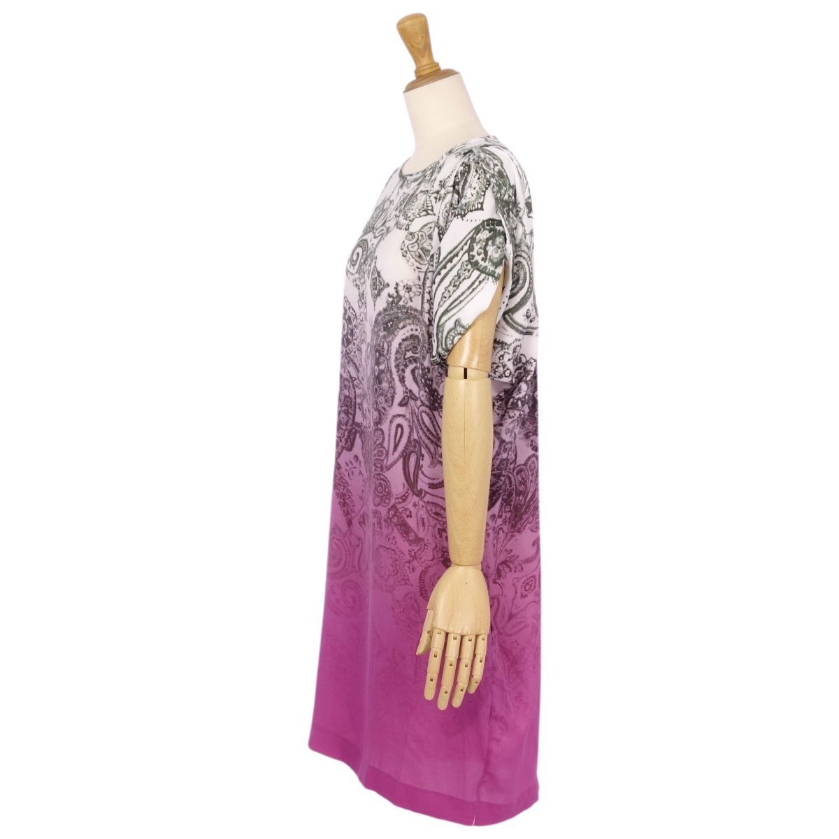 ✨美品✨ エトロ　ペイズリー柄ワンピース　ストレッチ　フレンチスリーブ　ドレス 極美品 エトロ ETRO ワンピース ドレス フレンチスリーブ シルク