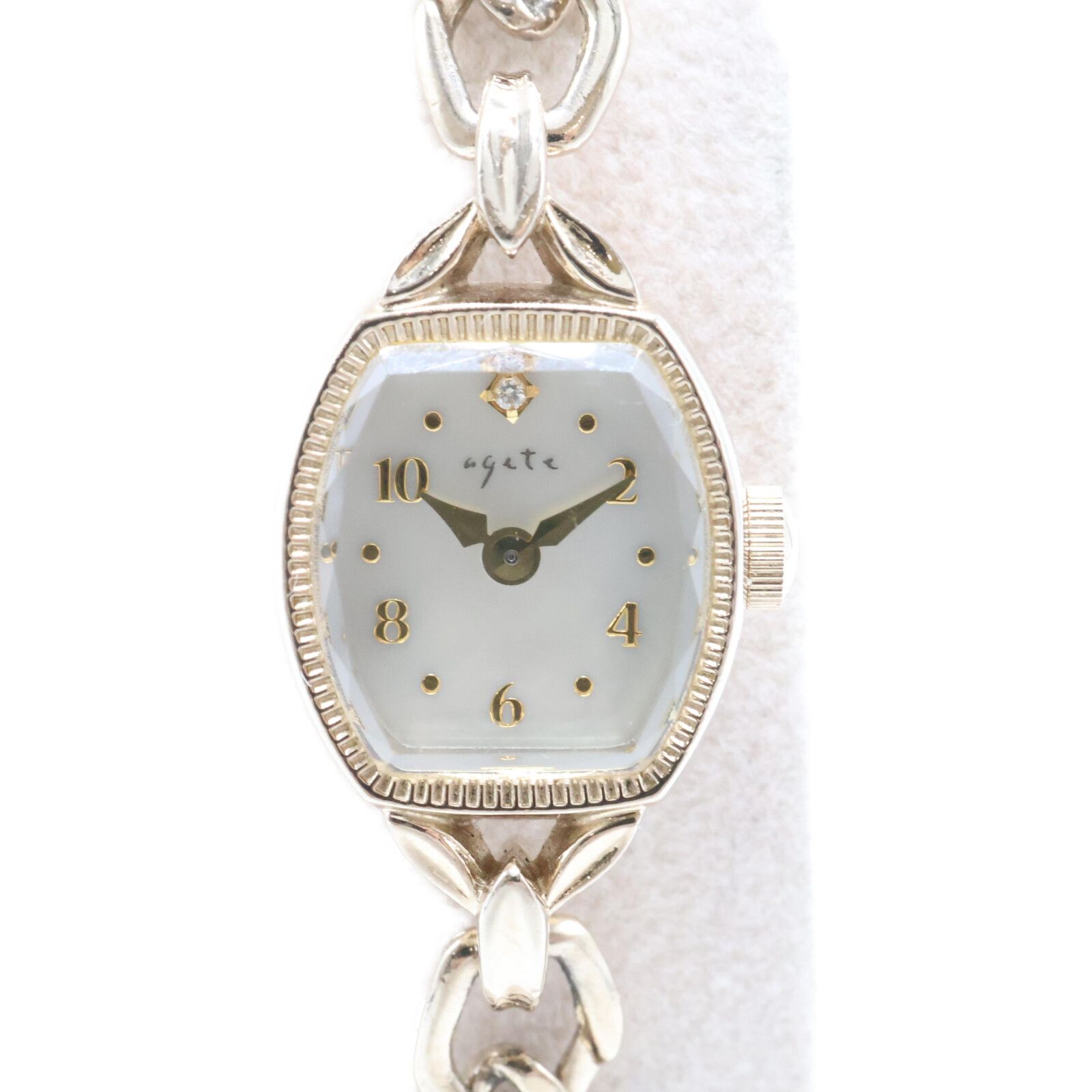 アガットagete クラシック スクエア フェイス k10 ダイヤ agete