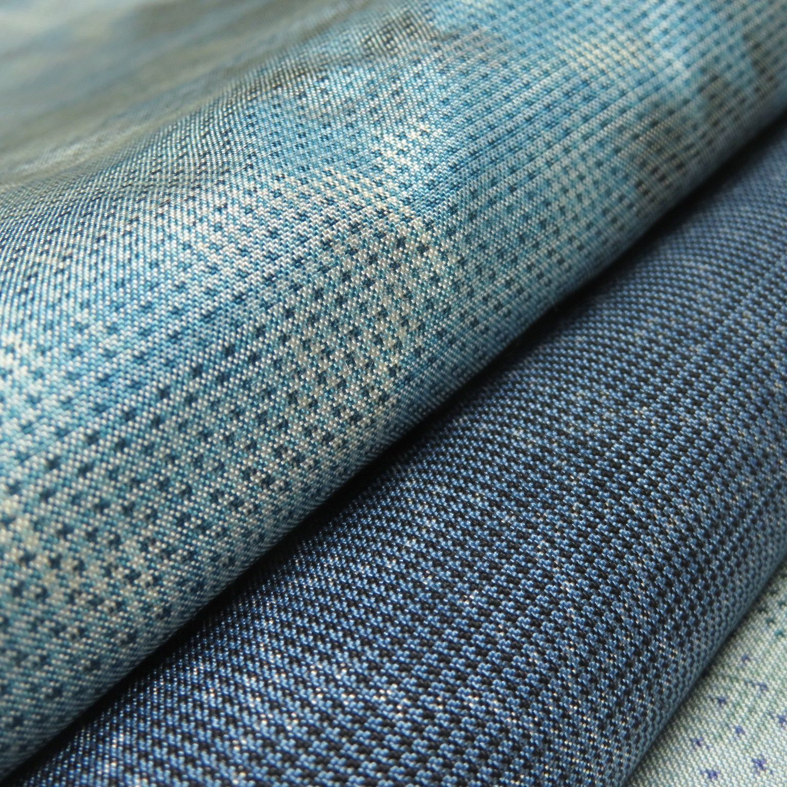 S26 着物 正絹 色大島紬 青系 5点 イチゴの大島