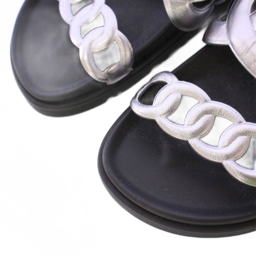 値下げ対応済み エルメス エクストラ シェーヌダンクル レザー サンダル 36 2022年 春夏 HERMES エルメス サンダル レディース