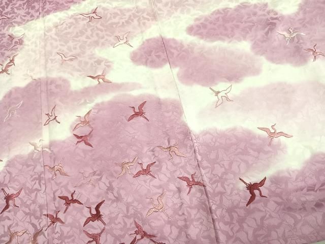 平和屋着物●紬　訪問着　遠山飛鳥文　正絹　逸品　AABA4861ck 平和屋着物○紬 訪問着 遠山飛鳥文 正絹 逸品 AABA4861ck