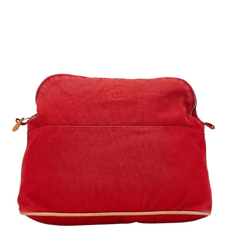 エルメス ボリードポーチGM ポーチ クラッチバッグ レッド コットン  
