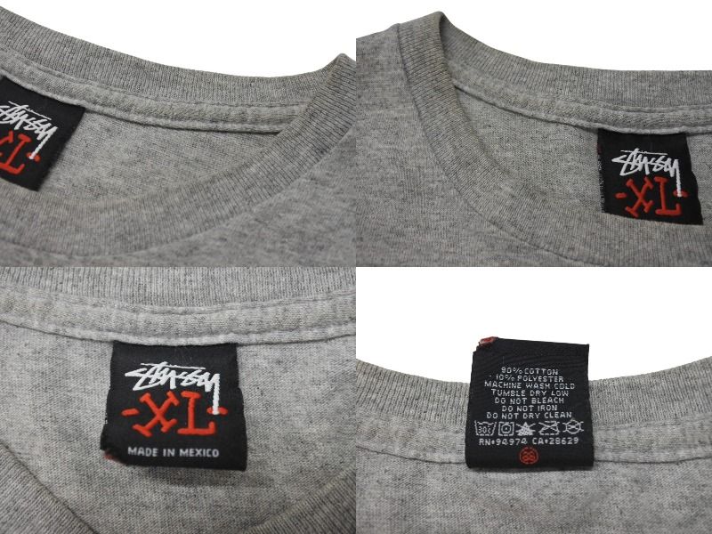 90s USA製 STUSSYステューシー 白タグ フォトプリント コットンTシャツ OLD STUSSY オールドステューシー フォト 半袖Tシャツ 古着 ヴィンテージ コットン グレー ブラック サイズXL 美品 中古 4c075818