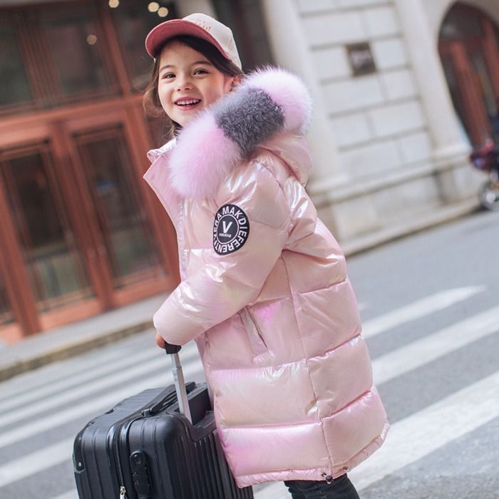 ダウンコート 女の子 子供服 ダウンジャケット ロング ラクーンファー付き フード 通学 キッズ服 防寒 秋冬 ジュニア アウター 冬 通園 アウトドア キッズジャケット 0VMz469