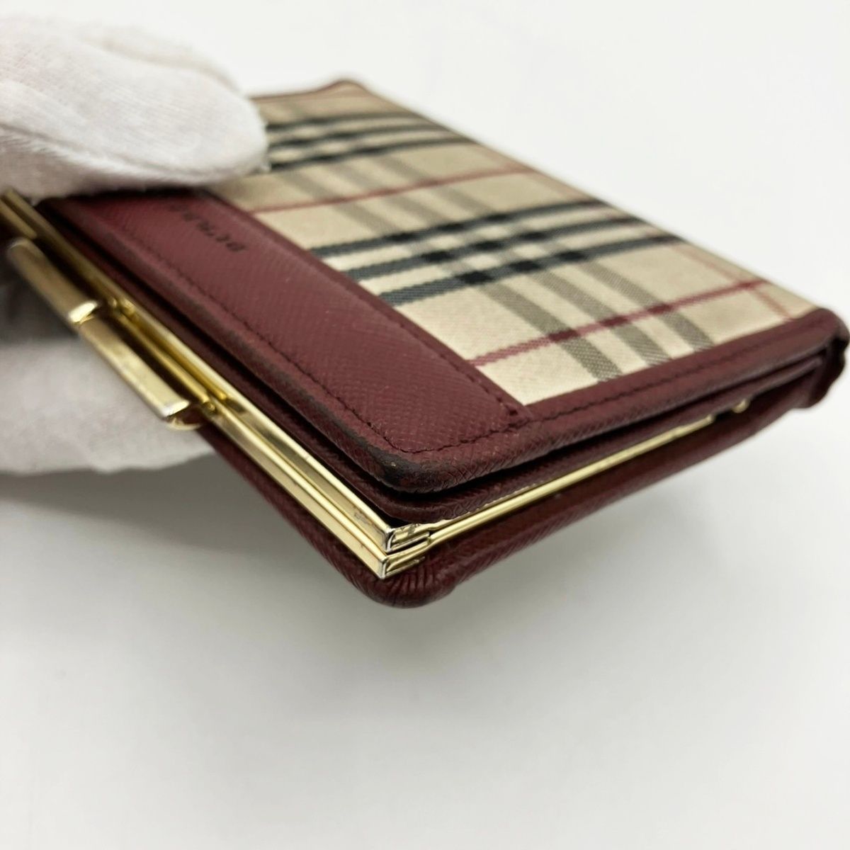 【未使用・美品】BURBERRYバーバリー二折財布　チェックキャンバス地　がま口 楽天市場】バーバリー ノバチェック シャドーホース がま口 二つ折り