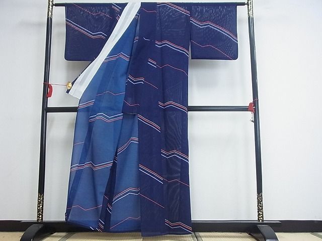夏着物 洗える着物 絽 裄67.5 着丈163 色無地 化繊 AK-7982 平和屋着物□夏物 小紋 絽 変わり横段文 洗える着物 AAAI3676Acs
