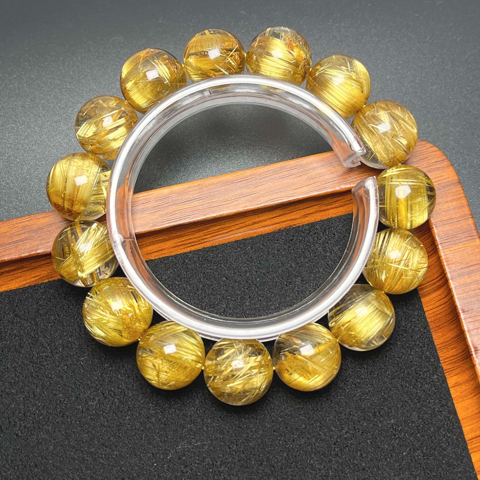 夢色 EU製 ☆極!極満針ルチルクォーツ☆猫目 ブレスレット