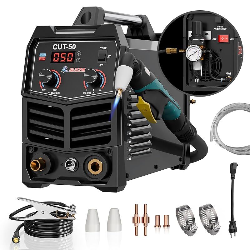 GZ GUOZHI プラズマ切断機 エアプラズマカッター 100v 200v 最大切断厚20mm 高周波数 プラズマ 切断機 IGBT インバーター 1