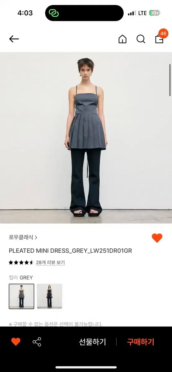 LOW CLASSIC ロウ クラシック プリーツミニドレス グレー