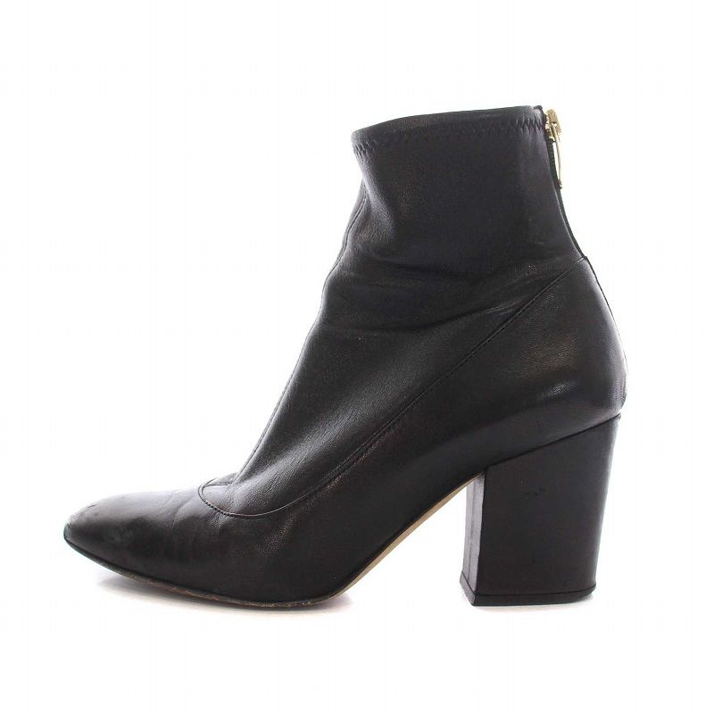 セルジオロッシ Sergio rossi ショートブーツ ブーティ チャンキーヒール レザー 36 23cm 黒 ブラック |YM