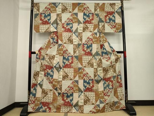 平和屋着物○小千谷紬 百柄 正絹 逸品 CAAW7239yc