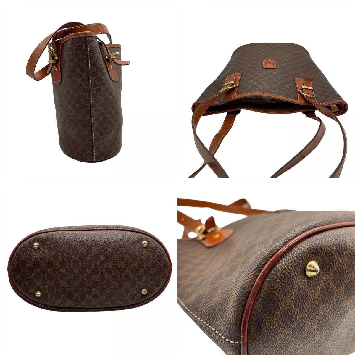 美品 CELINE セリーヌ マカダム トートバッグ ブラウン ゴールド金具 