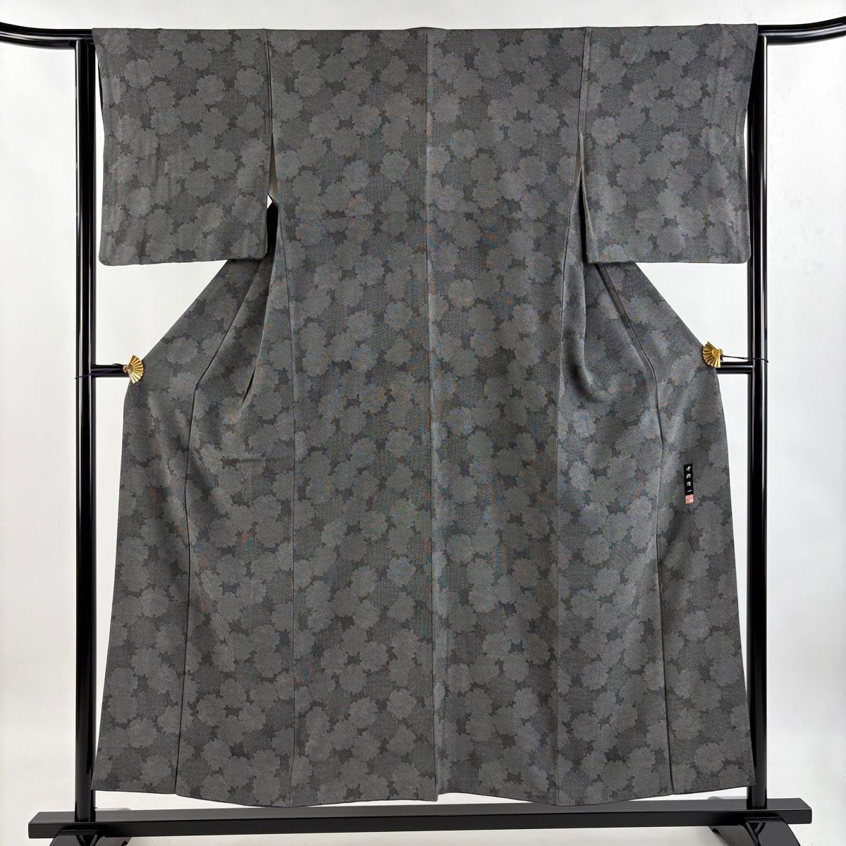 平和屋着物■極上　江戸小紋　鮫小紋柄　紫黒色×白　鬼しぼ縮緬　逸品　DZAA9919kh5 平和屋着物□極上 江戸小紋 鮫小紋柄 紫黒色×白 鬼しぼ縮緬 逸品