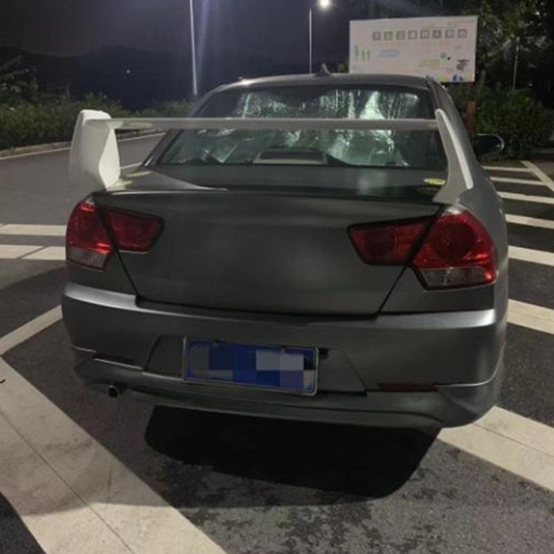 三菱ランサー対応 三段式リアウイング スポイラー ABS製 カスタムパーツ エアロ ドレスアップ 汎用 MITSUBISHI グロスブラック 未塗装可