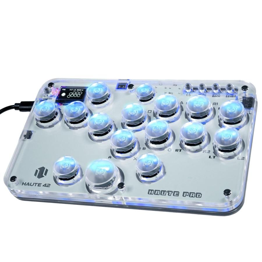 Haute42 レバーレスアケコン 超薄型オールボタンアケコン for PC|Switch|PS4 PS3 RGB LEDライトDIY ホットスワッ