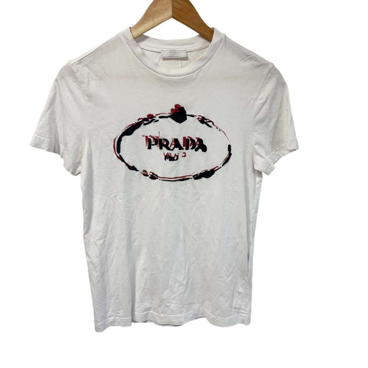 PRADA(プラダ) 半袖Tシャツ サイズXXS XS メンズ美品  - UJN555 白×黒×レッド クルーネック