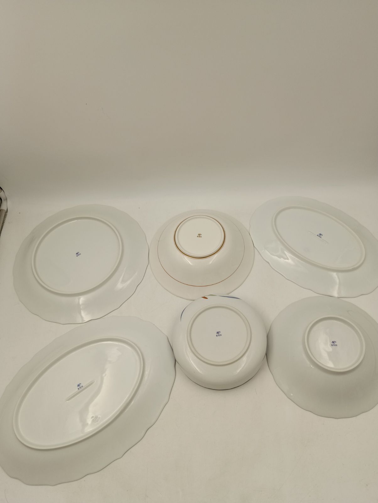 デザイン K-1571 香蘭社 6枚セット オーキッドレース 有田焼 皇室御用達 オーバルプレート リンドフィールド 楕円 中皿 18cm〜30cm