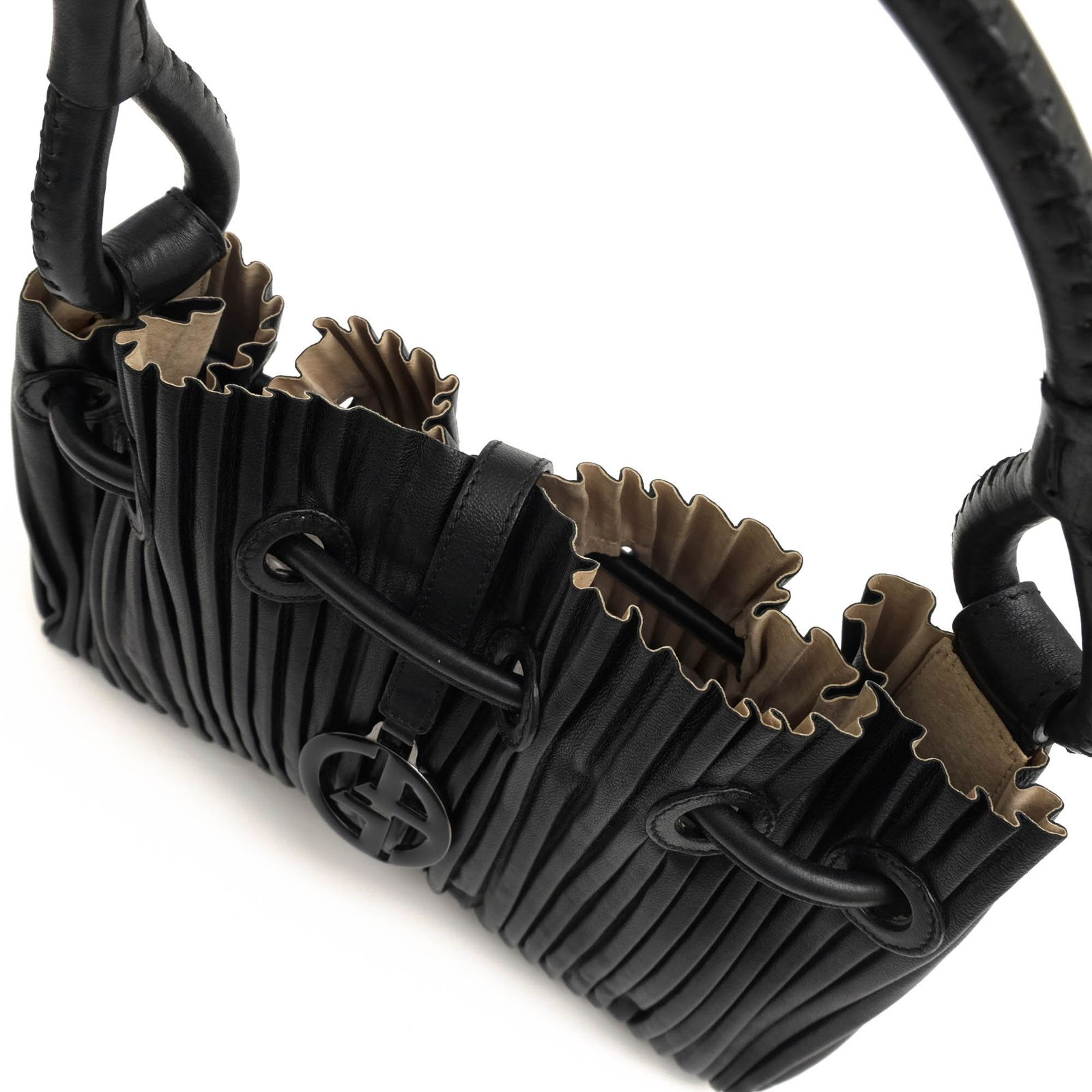 GIORGIO ARMANI レザー トートバッグ ミニボストン ブラック GIORGIO ARMANI レザー トートバッグ ミニボストン ブラック